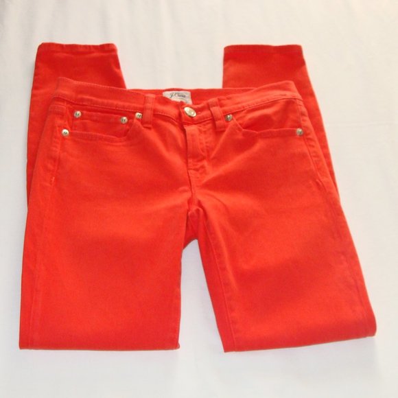 J CREW Bright Orange "TOOTHPICK" Jeans Sz 25 (27 Inch Inseam) - Picture 1 of 7